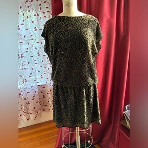 Talbots black and gold beaded dress, size MP